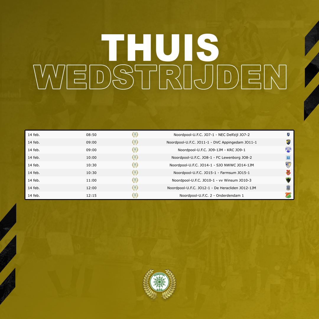 Competitieduel en Thuiswedstrijden 14 Februari
