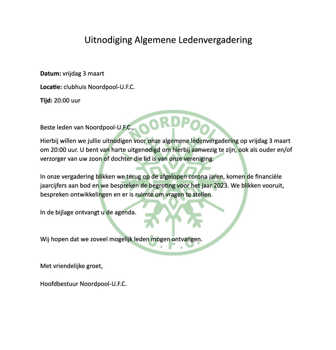Algemene ledenvergadering.