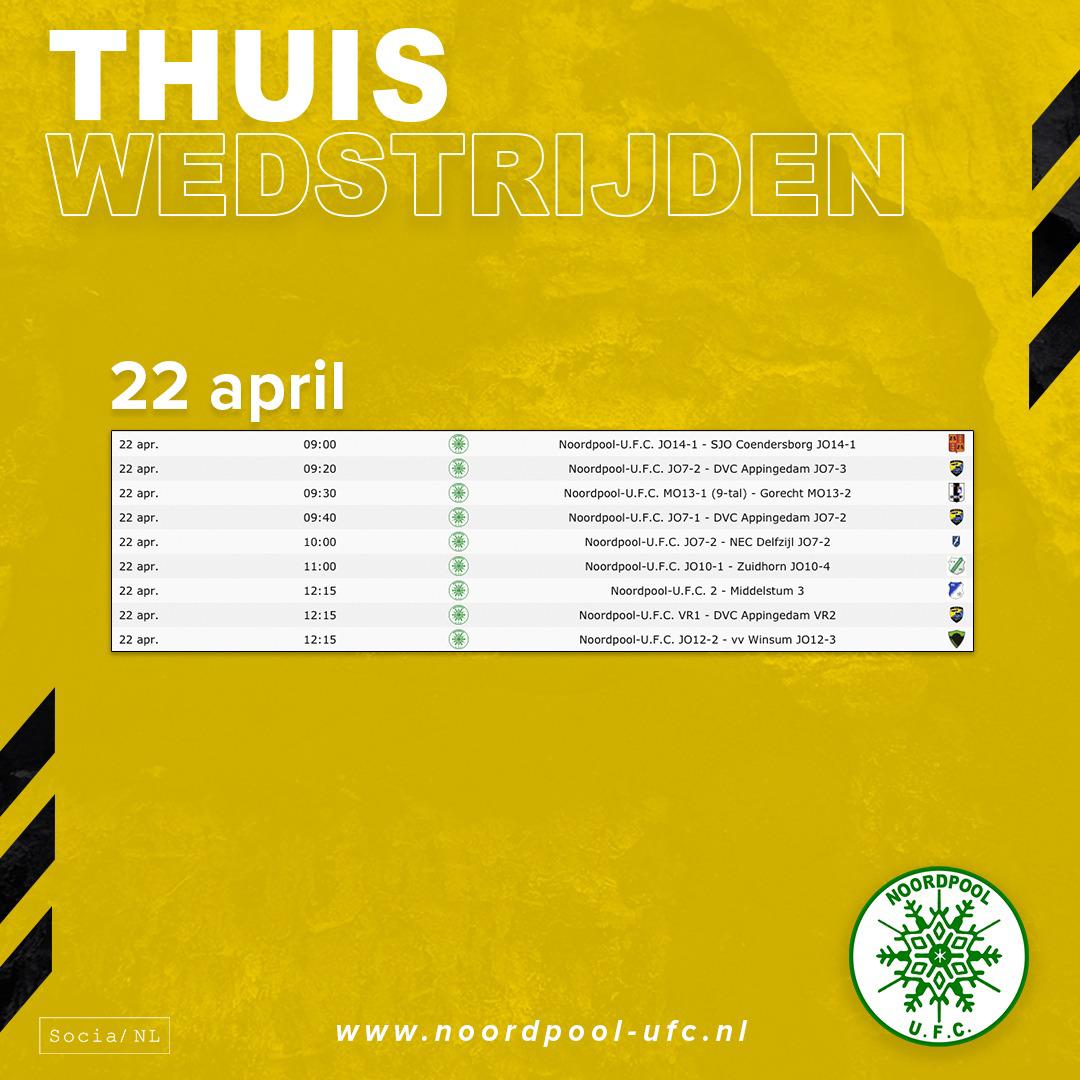 Competitieduel & thuiswedstrijden 22 April